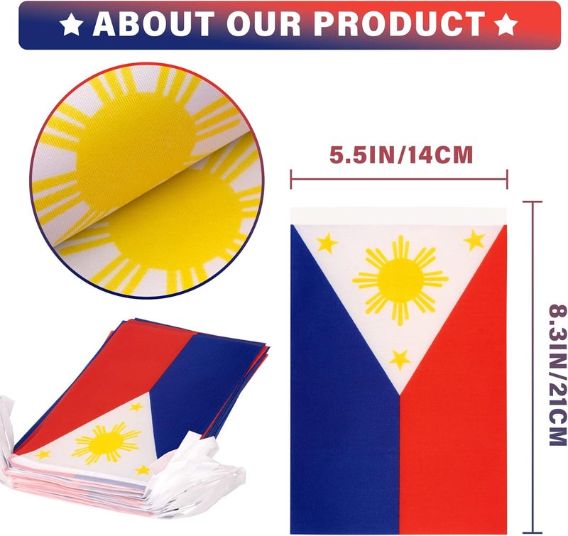 MVPRING Philippines String Flag Pennant Banner, Small Mini Filipino Philippine Flags Bunting Banner, National Country Decoration for School, Party, Sports Events, Patriotic Festival, 33 Feet 30 Flags - Image 3
